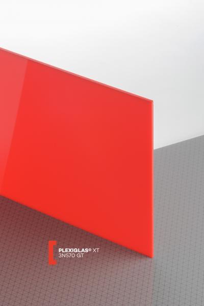 Plexisklo extrudované PLEXIGLAS XT červená 3N570 síla 3mm, 1520x2050